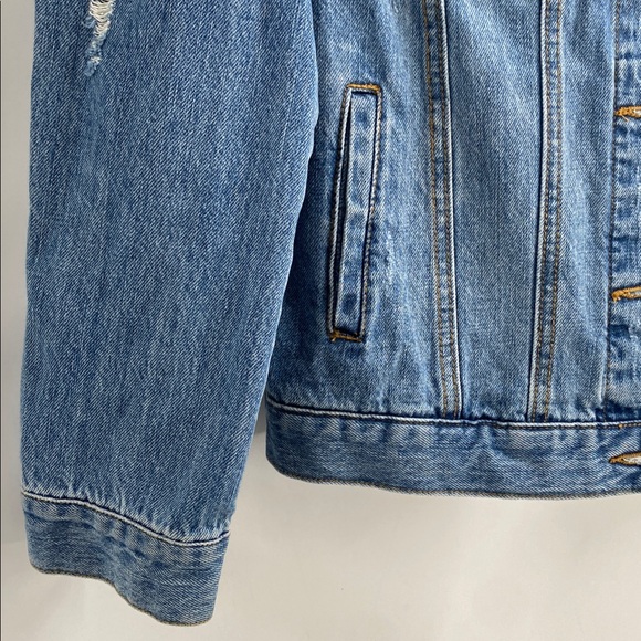 Hipchik Couture Skull Crystal Distressed Blue Denim Jacket Cotton Casual Size M - Picture 5 of 12